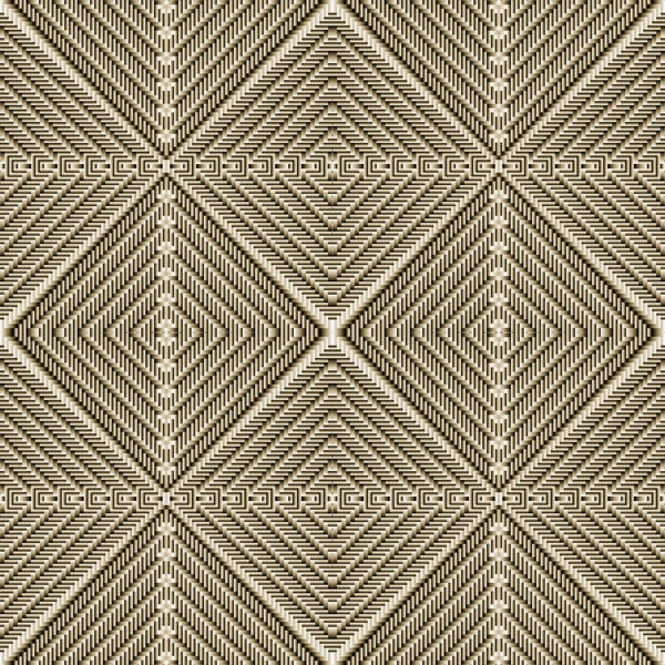 Textured Waffle Rhombus Seamless Pattern Striped Grunge Geometric Background Surface — Vetor de Stock