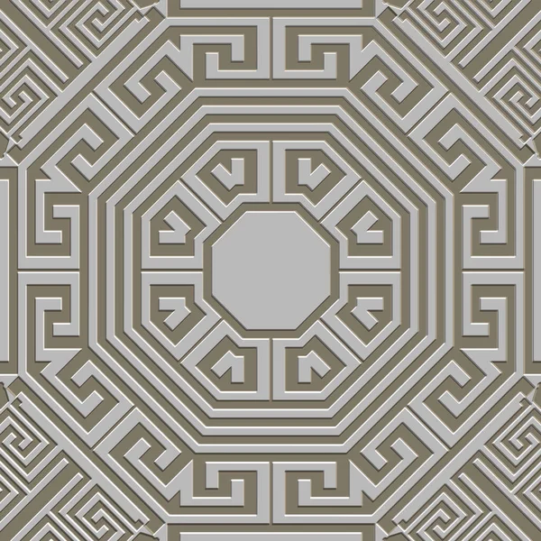 Emboss Greek Seamless Pattern Embossed Relief Mandalas Background Greek Key — Vector de stoc