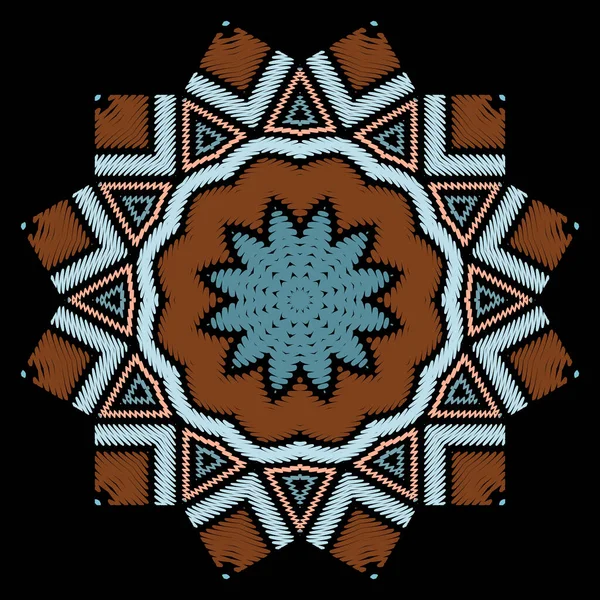 Zigzag Mandala Textured Tribal Ethnic Vector Background Mandala Zig Zag — Vettoriale Stock