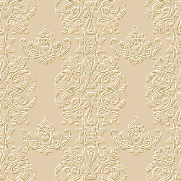 Baroque Textured Emboss Seamless Pattern Elegant Ornamental Surface Background Repeat — Stock Vector