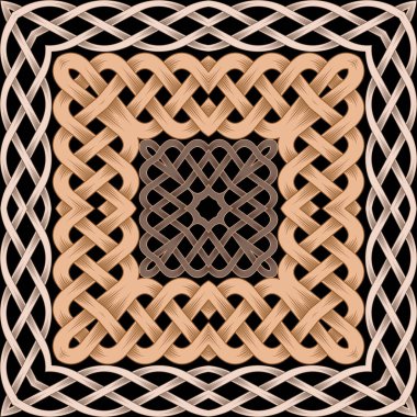 Celtic braided seamless pattern. Square ornamental textured frames. Tribal ethnic traditional vector background. Spiral braided grid ornaments. Colorful repeat decorative backdrop. Endless texture.