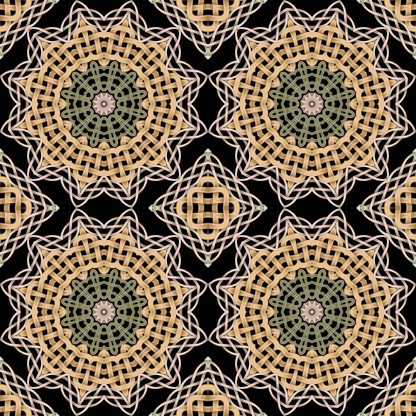 Celtic Braided Seamless Pattern Mandalas Tribal Ethnic Traditional Vector Background — Vettoriale Stock