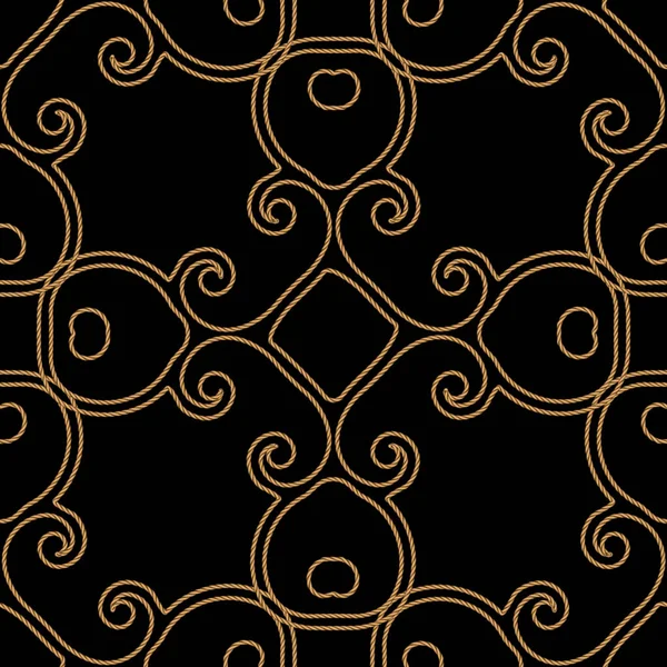 Golden Swirls Floral Seamless Pattern Textured Ornamental Background Tapestry Repeat — Stock vektor