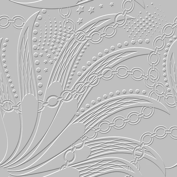 Floral Texturé Motif Sans Couture Emboss Fond Blanc Ornemental Répétez — Image vectorielle