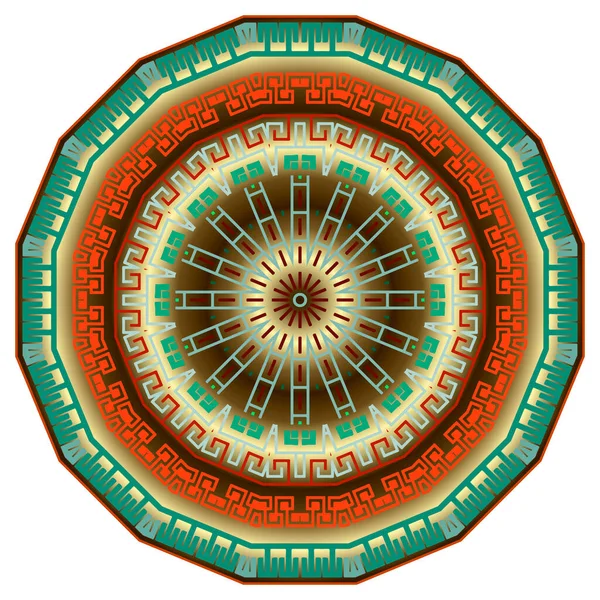 Patrón Mandala Redondo Colorido Fondo Griego Tribal Vector Étnico Mandala — Archivo Imágenes Vectoriales