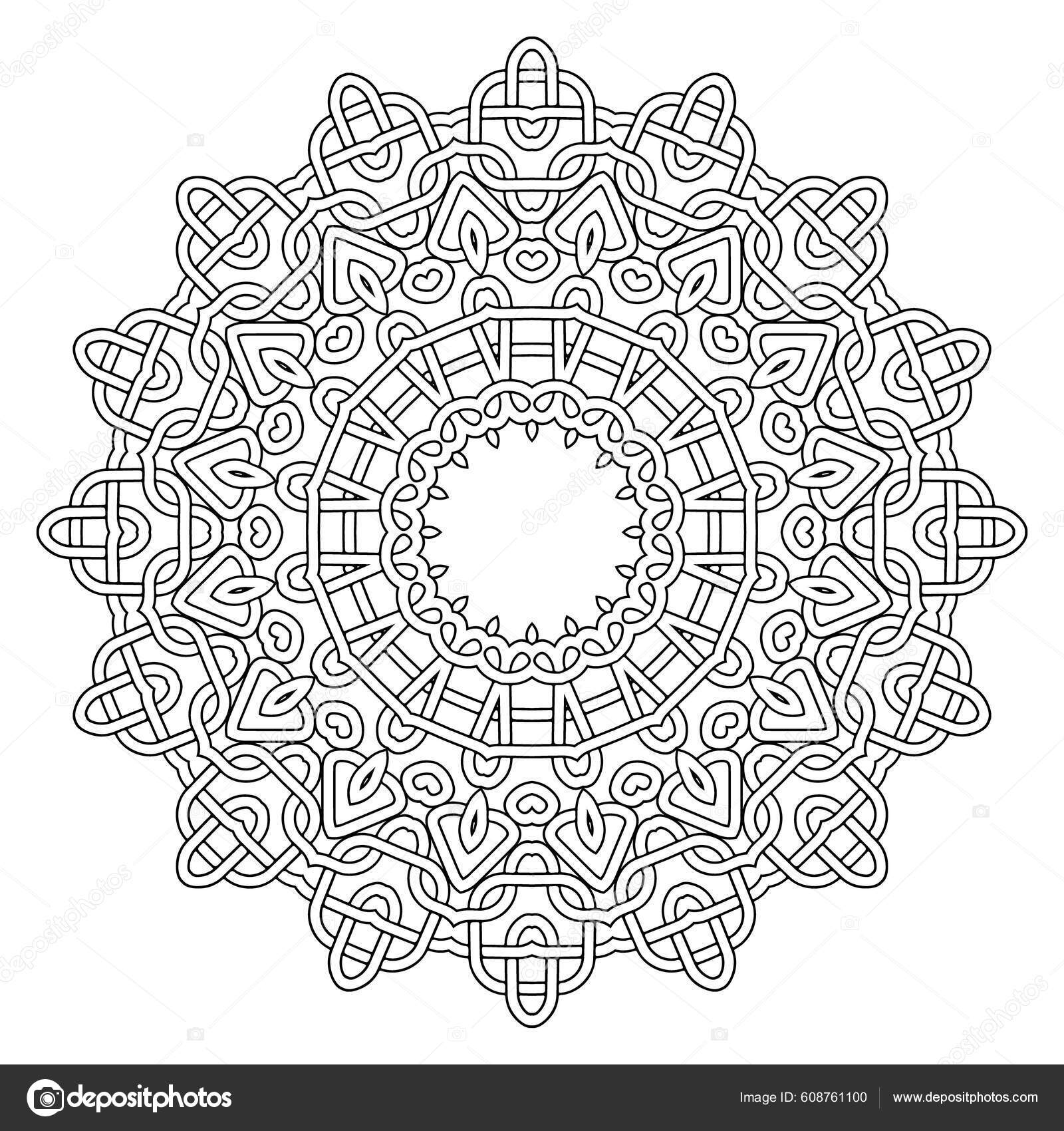 Celtic Flettet Mandala Rundt Intrikat Linjemønster Stammeetnisk  Tradisjonell Vektorbakgrunn Fraktal stockvektor © Nailaz #608761100, image size:1600x1700
