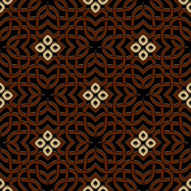 Çiçeksiz desen. Kabile etnik Kelt tarzı geleneksel vektör arkaplanı. Renkli, karmaşık bir sanat şebekesi deseni. Çiçekli tekrarlama çizgileri süslemesi. Güzel desenli modern tasarım.