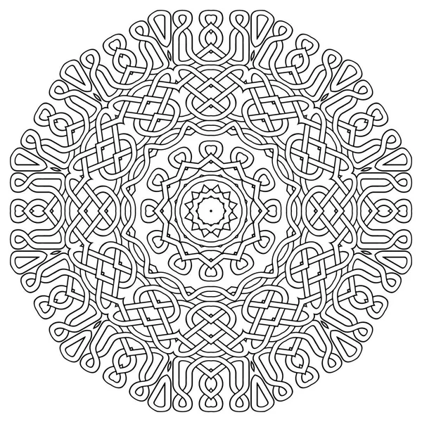 Celtic Braided Mandala Ornamental Line Art Pattern Tribal Ethnic Traditional — Stock Vector
