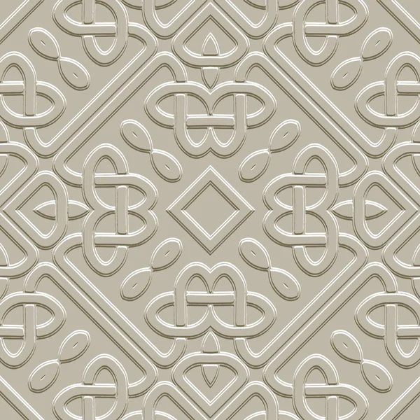 Textured Emboss Celtic Seamless Pattern Grunge Embossed Light Vector Background — Stock Vector