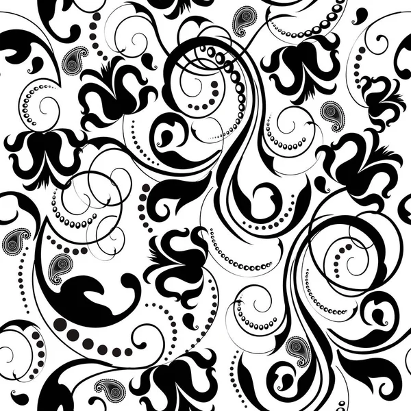 Винтажный Цветочный Бесшовный Рисунок Черно Белый Фон Цветков Бамбука Красивые — стоковый вектор
