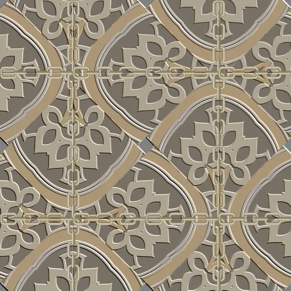 Texturé Arabesque Floral Motif Sans Couture Embosselé Fond Vectoriel Arabe — Image vectorielle