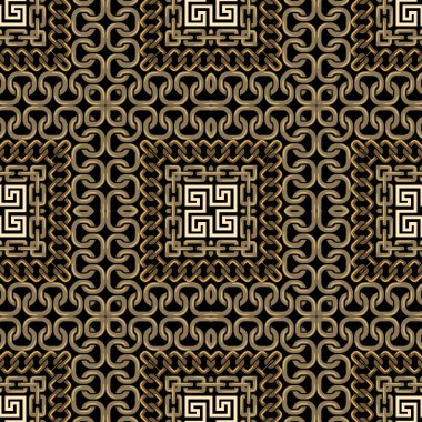 Zincirler kusursuz desen. Süslü trend vektör arka planı. Modern desenli ekose tartan arka planı. Karmaşık zincirli süsler. Güzel dekoratif tasarım. Yunan anahtarı, avare. Sonsuz doku.