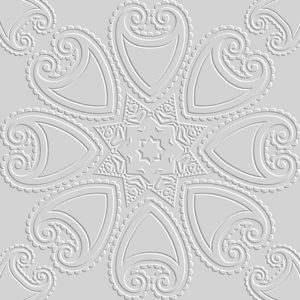 Kabartma Desensiz Desen Beyaz Desenli Çiçek Arkaplanı Yapımı Desenli Çiçekler — Stok Vektör
