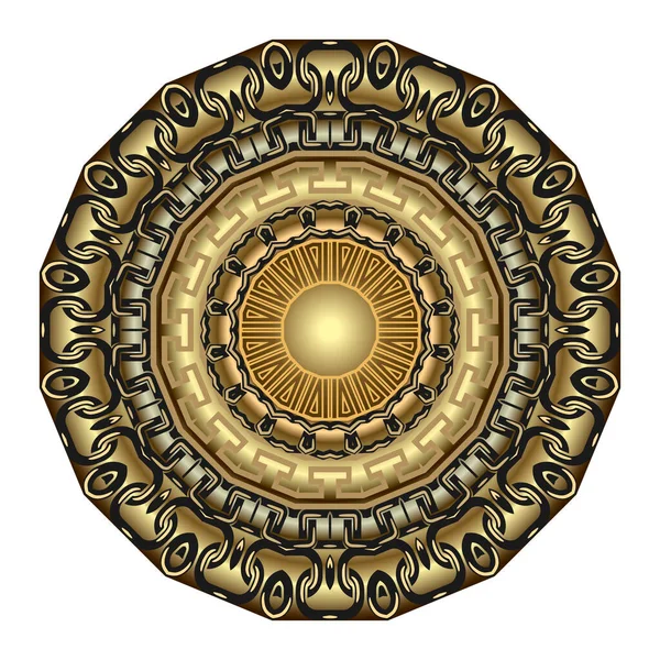 Okrągłe Złoto Luksusowe Łańcuchy Mandala Wzór Ozdobne Tło Wektora Ornate — Wektor stockowy
