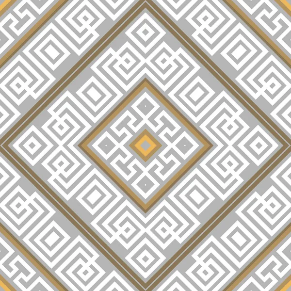 Rhombus Frames Griekse Gouden Lijsten Naadloos Patroon Traditionele Decoratieve Tribale — Stockvector