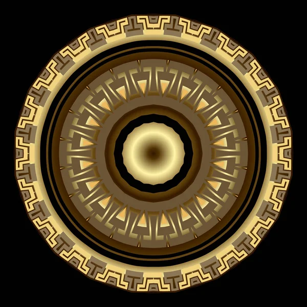 Rodada Ouro Luxo Mandala Fundo Vetorial Ornamental Ornado Padrão Preto —  Vetores de Stock