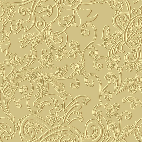 Lignes Florales Relief Motif Sans Couture Arrière Plan Décoratif Relief — Image vectorielle