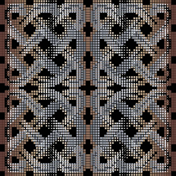 Weidenraster Halbfeines Nahtloses Muster Mosaik Quadrate Halbton Vektorhintergrund Wiederholen Sie — Stockvektor