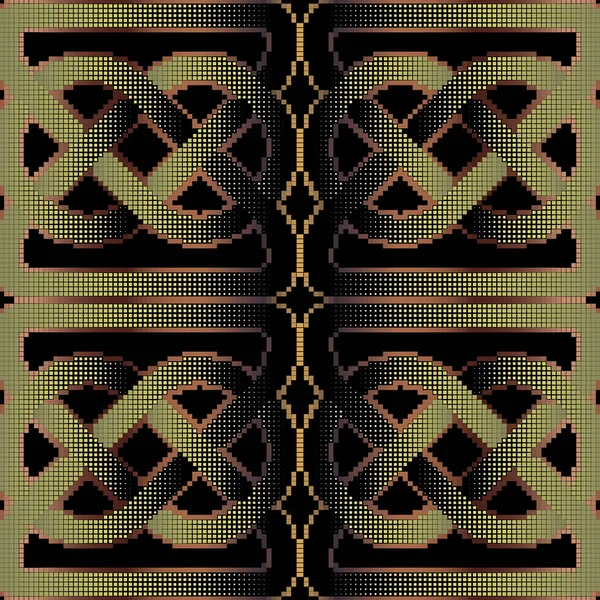 Кельтский Полутон Граничит Бесшовным Рисунком Мозаика Квадратов Половина Тонального Векторного — стоковый вектор