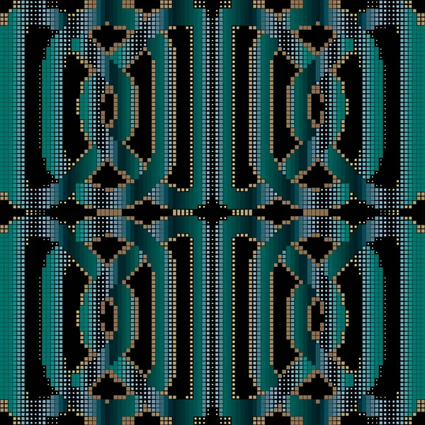Keltischer Halbton Grenzt Nahtlos Muster Mosaik Quadrate Halbton Vektorhintergrund Wiederholen — Stockvektor