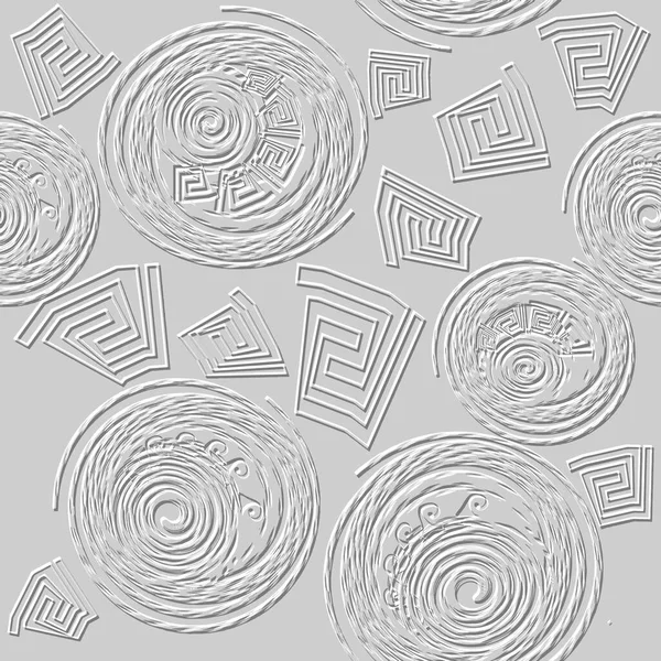 Grunge Textured Spiral Circles Seamless Pattern Greek Tribal Ethnic Style — Stock Vector