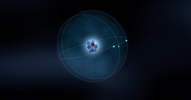 Atomstruktur Mit Kern Atomhülle Und Umkreisenden Elektronen Illustration — Stockvideo