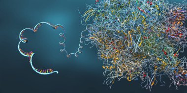 Ribosome, kurye rna molekülünü oluşturan biyolojik bir hücrenin parçası - 3D çizim