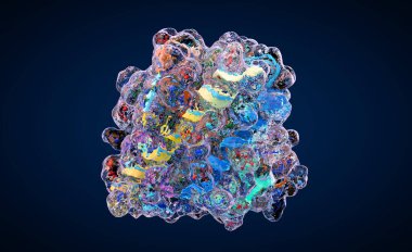 Renkli amino asit zinciri ya da proteinler adı verilen biyolojik molekül - 3d illüstrasyon