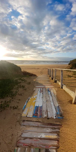 Chemin Bois Vers Une Magnifique Plage Sur Côte Sud Espagne — Photo