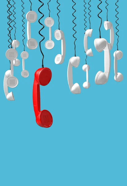 Red Telephone Receiver Emergency Call Hangs — Stock Photo, Image