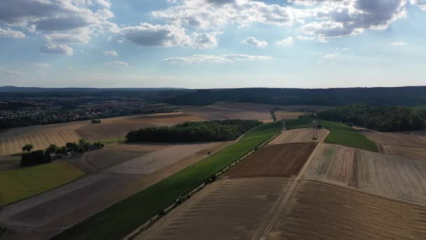Vista Aérea Terras Aráveis Áridas Secas Sul Alemanha Centro Europa — Vídeo de Stock