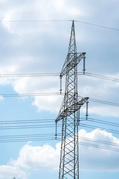 Pilón Electricidad Para Transmisión Energía Libre Extensa Alto Voltaje — Foto de Stock