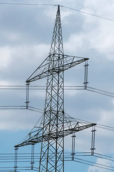 Eletricidade Pilão Para Extensa Transmissão Energia Livre Alta Tensão Frente — Fotografia de Stock