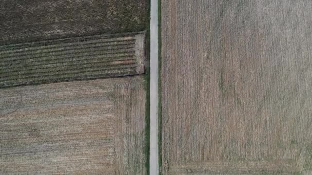 Aerial View Street Trough Arid Dry Arable Land Southern Germany — Stock Video