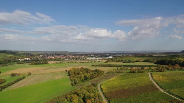 秋天的自然景观 农业区 西部地区的草地和森林远景规划Zabergau Swabia Baden Wurttemberg — 图库视频影像