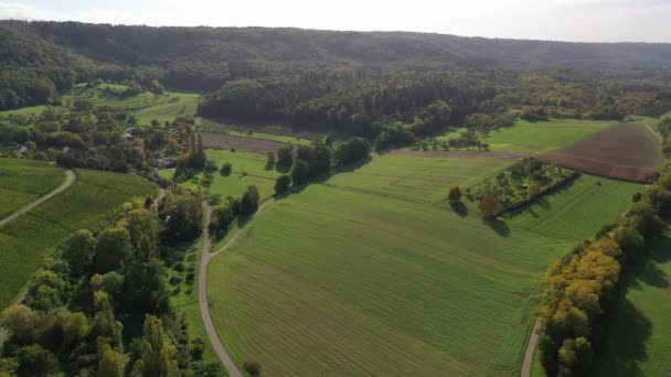 Sonbaharda Doğal Manzaralar Tarım Alanları Batı Bölgesinde Çayırlar Ormanlar Baden — Stok video