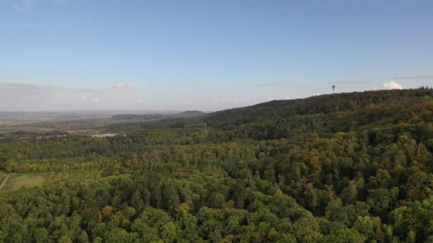 西側地域の自然林の風景 秋の農業地帯 牧草地の遠望 Zabergau Swabia Baden Wurtemberg — ストック動画