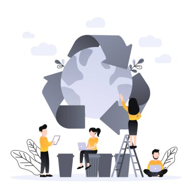 Çöpleri geri dönüşüm yapan insanlar her türlü çöpü çöpe atıyorlar. Dünyayı kurtarmak ve çevresel plastik geri dönüşümünü sağlamak için geri dönüşüm. Geri dönüşüm iniş sayfası şablonunu yeniden kullan.