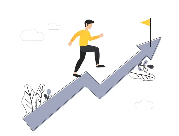 Goal-focused, increase motivation, way to achieve the goal, overcoming obstacles, vector illustration – stockvektor