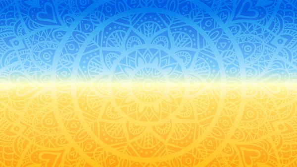 Mandala Med Ukrainsk Flagg Stå Ukraina Støtte Ukraina Tapetet Blått – stockvektor