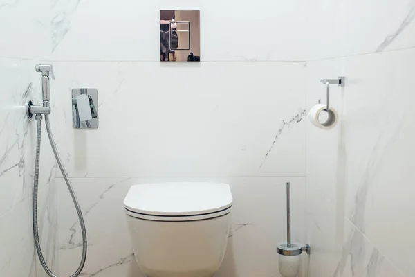 Toilet Kom Moderne Badkamer Interieur Modern Toiletinterieur Vooraanzicht Toiletkamer Met — Stockfoto