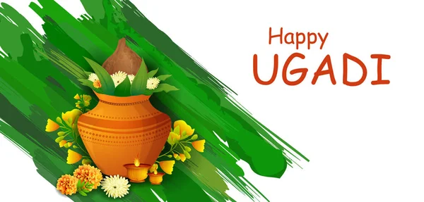 Joyeuse fête du Nouvel An Ugadi de l'Andhra Pradesh, du Telangana et du Karnataka en Inde — Image vectorielle