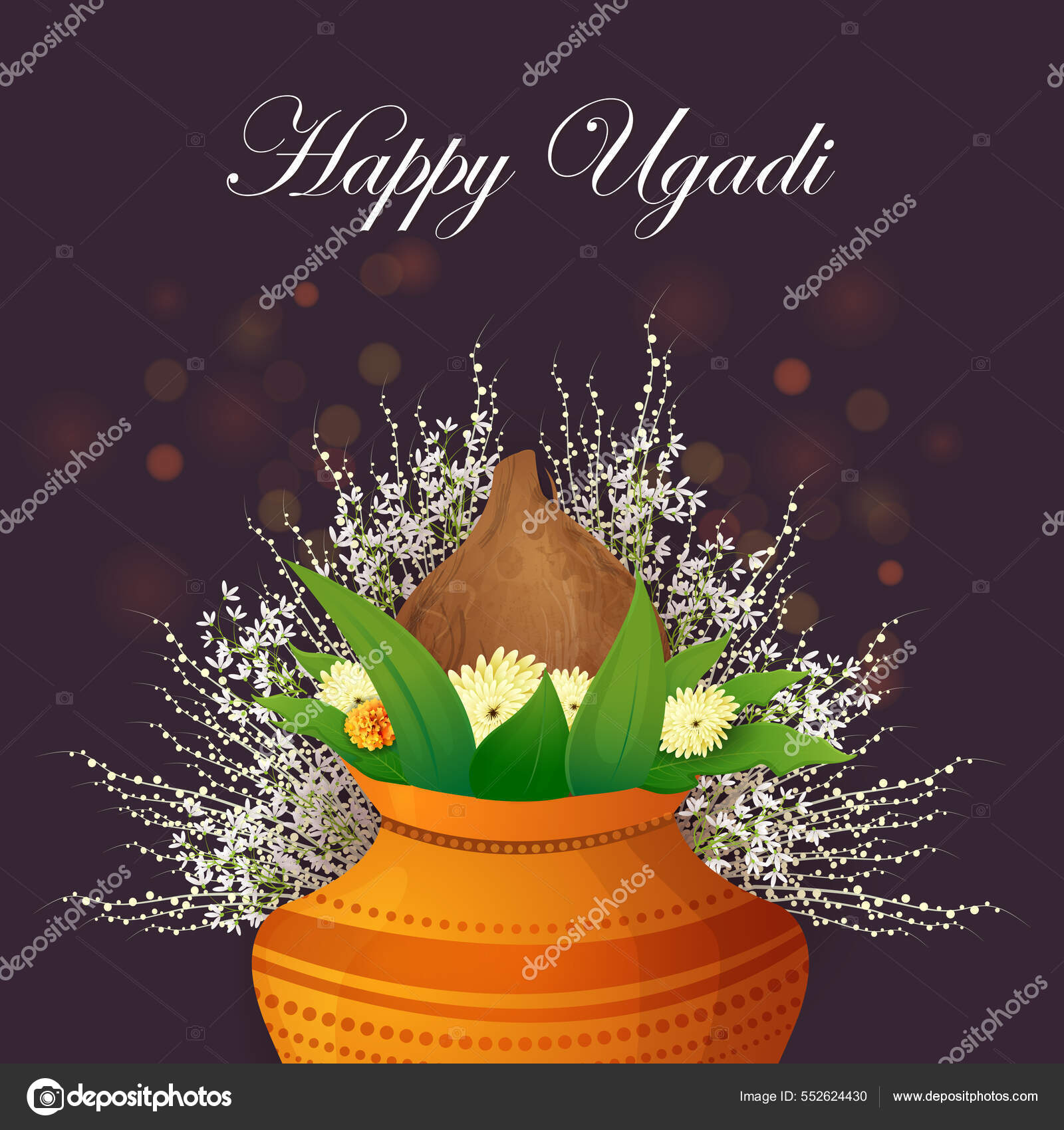 Happy Ugadi New Years Day festival of Andhra Pradesh, Telangana, and Karnataka in India Stock