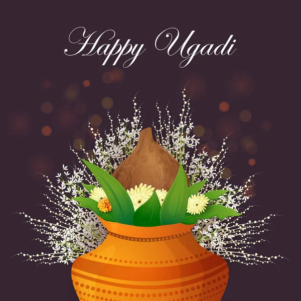 Feliz festival del Día de Año Nuevo Ugadi de Andhra Pradesh, Telangana y Karnataka en la India — Archivo Imágenes Vectoriales