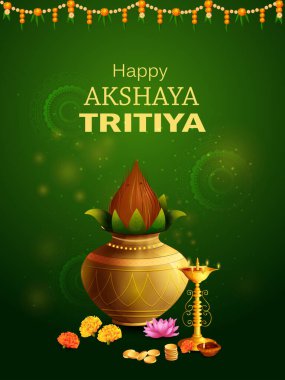 Hindistan 'ın Akshaya Tritiya Hindu bahar festivali için dini arka plan .Vektör illüstrasyonu
