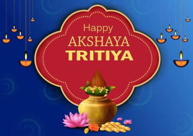 Hindistan 'ın Akshaya Tritiya Hindu bahar festivali için dini arka plan .Vektör illüstrasyonu