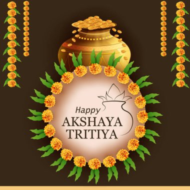 Hindistan 'ın Akshaya Tritiya Hindu bahar festivali için dini arka plan .Vektör illüstrasyonu