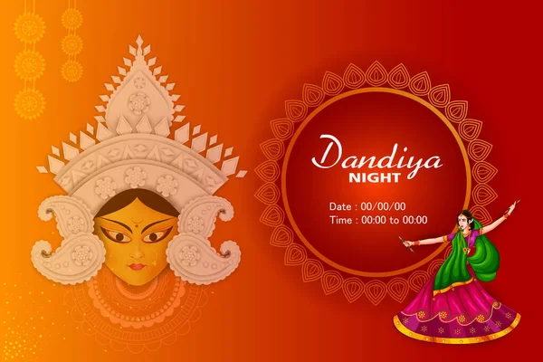 Gente Tocando Danza Folclórica Tradicional Garba Noche Dandiya Celebrando Navratri Ilustraciones De Stock Sin Royalties Gratis