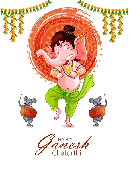 Glückliches Ganesh Chaturthi Fest Indischen Hintergrunds Mit Lord Ganpati Vektorillustration Stockillustration