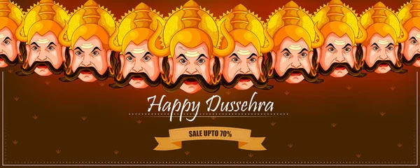 Dämon Ravana Glücklich Dussehra Navratri Feier Indien Feiertag Hintergrund Vektorillustration Vektorgrafiken
